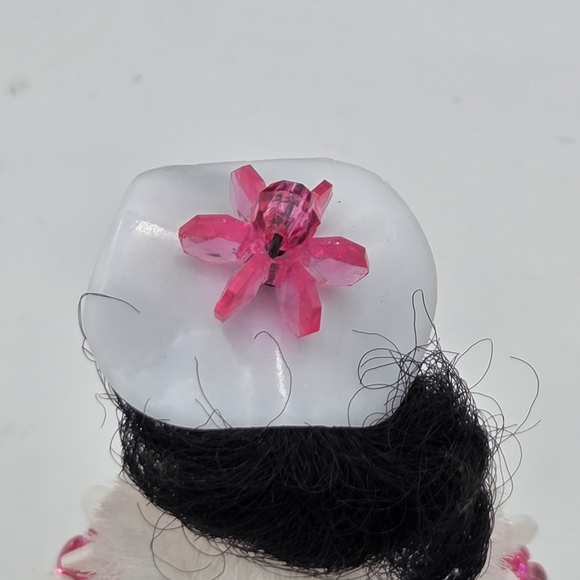 Vintage Safety Pin Doll Figurine Brunette Pink And White GLOWS - Picture 8 of 9